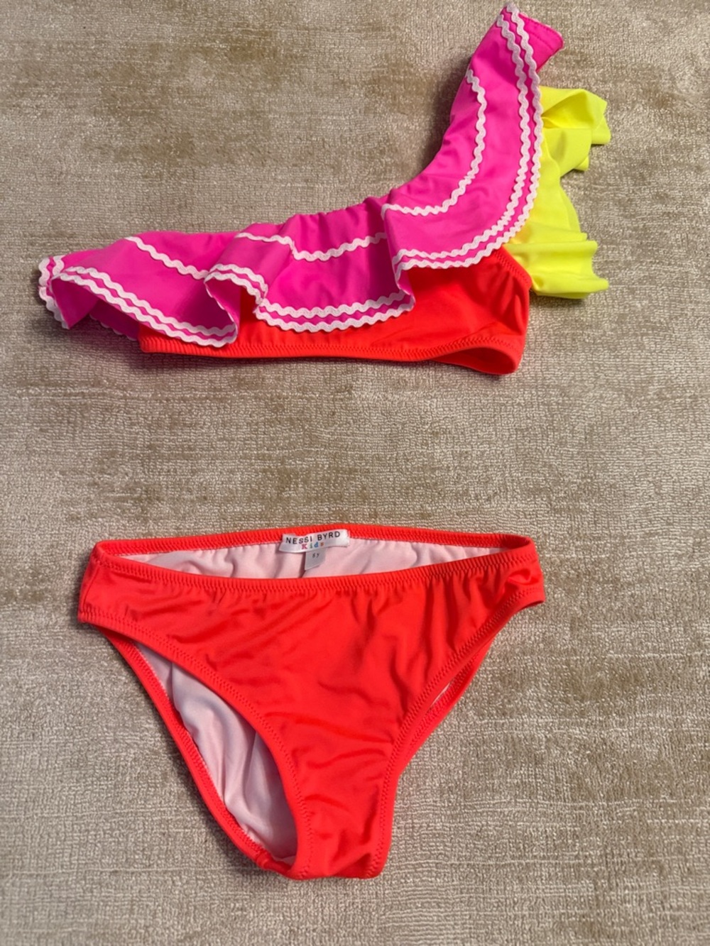 Nessi Byrd kids (size 8) Bright Ruffle Bikini